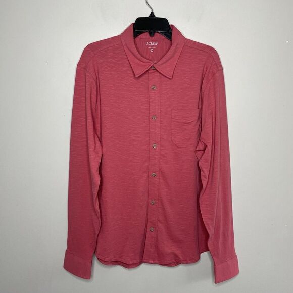 J CREW Mens Button-Up Long Sleeve Casual Shirt NEW 100% Cotton Red Large L - Picture 1 of 8